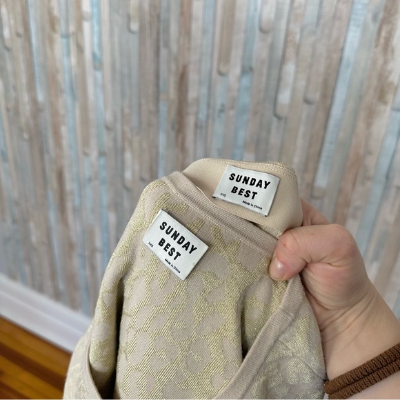 Aritzia XXS Sunday Best Volpe Metallic Gold Sweater Top Skirt 2 Pc Set $176 - Picture 6 of 11